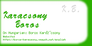 karacsony boros business card